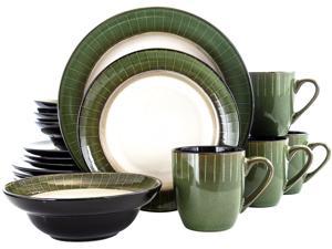 Elama Grand Jade 16 Piece Luxurious Stoneware Dinnerware with Complete Setting for 4, 16pc