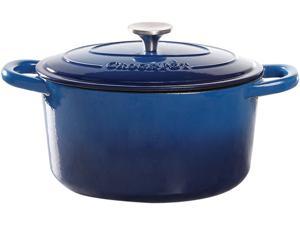 Crock Pot Artisan 5 Quarts Enameled Cast Iron Round Dutch Oven, Blue
