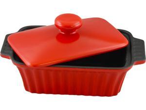 Crock Pot Denhoff 8.5" Ribbed Casserole with Lid, Red