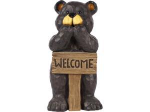 Hi-Line Gift Bear Leans On Welcome Sign