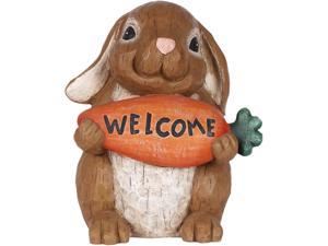 Hi-Line Gift Rabbit Holdng Carrot Welcome Sign