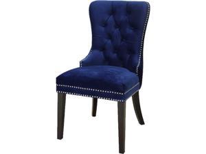 Button-Tufted Velvet Chair, Navy Blue (Set of 2)