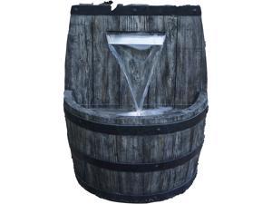 Hi-Line Gift 26In Whiskey Barrel Fountain And Planter with White LED