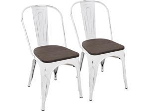 LumiSource DC-OR VW+E2 Oregon Vintage White and Espresso Dining Chair (Set of 2) White