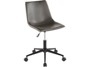 LumiSource OC-DUKZ BK+GY Duke Grey Faux Leather Industrial Task Chair Gray