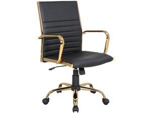 LumiSource OC-MSTR AU+BK Master Gold with Black Faux Leather Adjustable Office Chair Black/Gold
