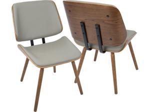 LumiSource CH-LMB WL+GY2 Lombardi Chair - Set Of 2 Walnut Wood, Grey Pu