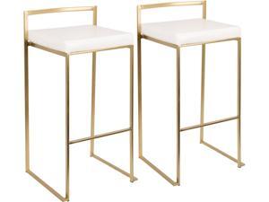 LumiSource Fuji Gold and White Stackable Barstool (Set of 2) LumiSource Fuji Gold and White Stackable Barstool (Set of 2)
