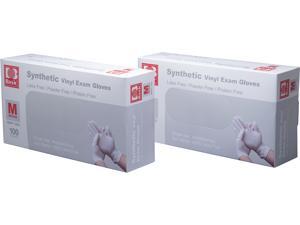 Basic Brand Synthetic Vinyl Exam Gloves 100pcs per Box, 2 Boxes, Medium Size Basic Brand Synthetic Vinyl Exam Gloves 100pcs per Box, 2 Boxes, Medium Size