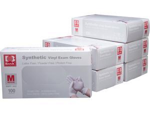 Basic Brand Synthetic Vinyl Exam Gloves 100pcs per Box, 6 Boxes, Medium Size Basic Brand Synthetic Vinyl Exam Gloves 100pcs per Box, 6 Boxes, Medium Size