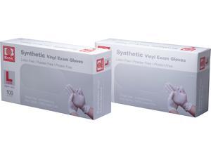 Basic Brand Synthetic Vinyl Exam Gloves 100pcs per Box, 2 Boxes, Large Size Basic Brand Synthetic Vinyl Exam Gloves 100pcs per Box, 2 Boxes, Large Size