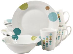 Gibson Home 91701.12 Retro Specks 12 Piece Dinnerware Set, White Gibson Home 91701.12 Retro Specks 12 Piece Dinnerware Set, White