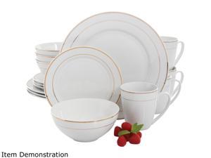Gibson Home Palladine 16 Piece Dinnerware Set, Double Gold Banded