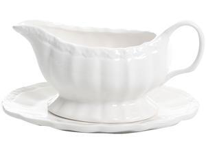 Gibson Home Cafe Posh 15 Ounce Gravy Boat with Saucer, White, 116997.02 Gibson Home Cafe Posh 15 Ounce Gravy Boat with Saucer, White, 116997.02