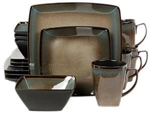 Gibson Elite Tequesta 16 Piece Square Dinnerware Set, Taupe Gibson Elite Tequesta 16 Piece Square Dinnerware Set, Taupe