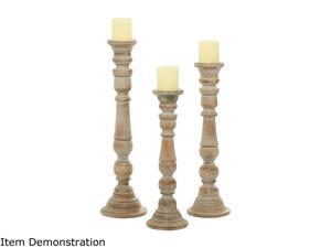 Cedar Crest 301526 Set of 3 Brown Mango Wood Candle Holder Cedar Crest 301526 Set of 3 Brown Mango Wood Candle Holder