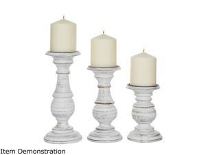Cedar Crest 302004 Set of 3 White Mango Wood Candle Holder Cedar Crest 302004 Set of 3 White Mango Wood Candle Holder