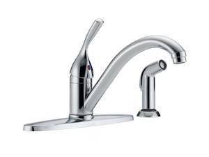 DELTA 400-DST Classic Single Handle Kitchen Faucet with Spray Polished Chrome