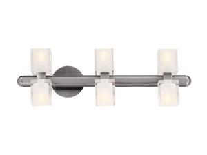 Access Lighting Astor Crystal Wall - 6 Light Brushed Steel Finish w/ Inner Frosted Crystal Glass Brushed Steel Bathroom Lighting Access Lighting Astor Crystal Wall - 6 Light Brushed Steel Finish w/ Inner Frosted Crystal Glass Brushed Steel Bathroom Lighting