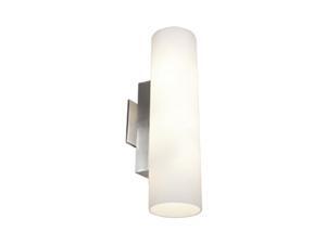 Access Lighting 50185-BS-OPL Tabo 2 Light Brushed Steel Vanity Wall Light in Opal Access Lighting 50185-BS-OPL Tabo 2 Light Brushed Steel Vanity Wall Light in Opal