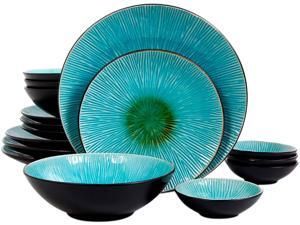 Gibson Overseas Shangri-La Court 16 Piece Double Bowl Set, Turquoise Gibson Overseas Shangri-La Court 16 Piece Double Bowl Set, Turquoise