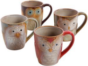 Gibson Home 85223.01 Night Owls 4 Pack 17oz Mugs, Assorted Colors