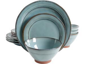 Gibson Elite 116888.12 Terranea 12 Piece Dinnerware Set, Teal Gibson Elite 116888.12 Terranea 12 Piece Dinnerware Set, Teal