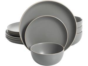 Gibson Overseas Rockaway 12 piece Dinnerware Set in Grey Gibson Overseas Rockaway 12 piece Dinnerware Set in Grey