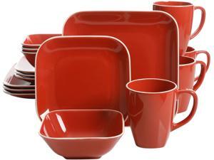 Gibson Overseas Square Dance 16-Piece Dinnerware Set, Red Gibson Overseas Square Dance 16-Piece Dinnerware Set, Red