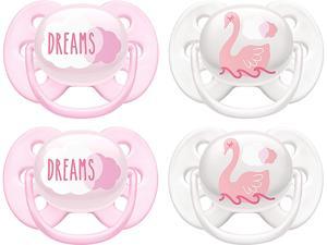 Philips Avent Ultra Soft Pacifier, 0-6 months, Dreams and Swan Designs, 4 pack, SCF222/42