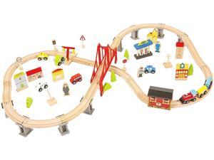 70 Pcs Wooden Train Set Toy Kids Road Crossing Wood Track Railway Play Set 70 Pcs Wooden Train Set Toy Kids Road Crossing Wood Track Railway Play Set