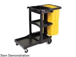 Rubbermaid Commercial Products RCP617388 Janitor Cart- 8in. Wheels- 4in. Casters- 21-.75in.x46in.x38-.38in.- Black
