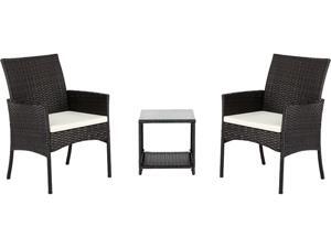 3-Piece Outdoor Patio Chat Set,Coffee Table and Chairs PE Wicker 3-Piece Outdoor Patio Chat Set,Coffee Table and Chairs PE Wicker
