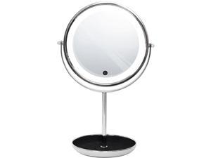 ToiletTree Products Countertop LED Lighted Makeup Mirror with 5x Magnifying, Jewelry Tray, and Adjustable 360-Degree Rotation