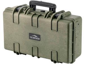 Monoprice Weatherproof Hard Case - 22in x 14in x 8in, OD Green With Customizable Foam, Shockproof, IP67