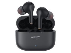 AUKEY Wireless Earbuds with aptX Deep Bass Sound 4 Microphones CVC 8.0 Noise Reduction Bluetooth 5.0 IPX7 Waterproof Type C Quick Charging Case Earphones for iPhone and Android Black EP-T27
