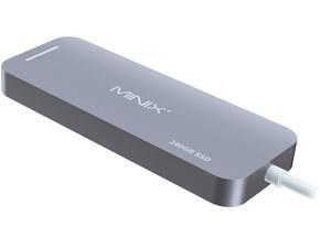 MINIX S2, USB-C hub with 240GB SSD storage,HDMI [4K @ 30Hz], 2 x USB 3.0 and USB-C for Power Delivery, Compatible for Apple MacBook and others. Gray/Silver