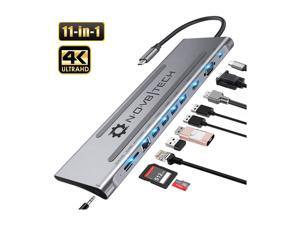 NOV8Tech USB C Docking Station Hub Type C Adapter Dock for MacBook & All USB C Devices 11-in-1 Dual Screen 4K HDMI & VGA, USB C 100W Power Delivery, RJ45 Ethernet, 3.5mm Audio, SD/Micro SD, 4x USB 3.0 NOV8Tech USB C Docking Station Hub Type C Adapter Dock for MacBook & All USB C Devices 11-in-1 Dual Screen 4K HDMI & VGA, USB C 100W Power Delivery, RJ45 Ethernet, 3.5mm Audio, SD/Micro SD, 4x USB 3.0