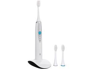 ToiletTree Products Poseidon Professional Rechargeable Sonic Toothbrush with Inductive Charger, Multiple Users, 3 Replacement Brush Heads, White