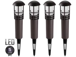 LEONLITE 4 Pack 3W LED Landscape Light, DC 12V ONLY, Waterproof, Aluminum Housing with Ground Stake, Outdoor Pathway Garden Yard Patio Lamp, 3000K