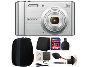 Sony Cyber-shot DSC-W800 Digital Camera (Silver) with 64GB Accessory Bundle