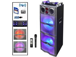 BeFree Sound BFS-5501 Double Subwoofer Bluetooth Portable Party Speaker with Reactive Lights, USB/SD Input, FM Radio, Remote Control and Microphone BeFree Sound BFS-5501 Double Subwoofer Bluetooth Portable Party Speaker with Reactive Lights, USB/SD Input, FM Radio, Remote Control and Microphone