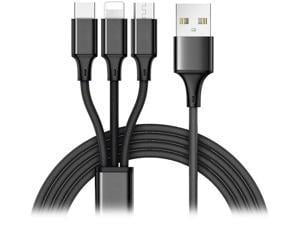 [2 packs] 3in1 Braided USB Cable, 4 ft. Durable Multi Charge Cable Micro / Lightning 8P / Type C Universal for iPhone 12 11 XR X iPhone 8 , iPad, New Macbook, Samsung Galaxy, Nexus, ChromeBook Pixel