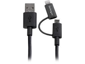 StarTechcom LTUB1MBK 1m 3 ft Black Apple 8pin Lightning Connector or Micro USB to USB Combo Cable for iPhone iPod iPad  Charge and Sync Cable
