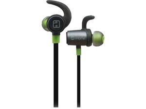 iHome iB73GQC Water-Resistant Bluetooth Sport Clip Earbuds with Microphone (Gunmetal/Green)