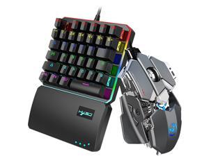 HXSJ V200+J600 Combo J600 Wired Gaming Mouse 9-key Macro Programming Mice & V200 Blue Switch One-handed Mechanical Keyboard Set Black Keyboard + Grey Mouse HXSJ V200+J600 Combo J600 Wired Gaming Mouse 9-key Macro Programming Mice & V200 Blue Switch One-handed Mechanical Keyboard Set Black Keyboard + Grey Mouse