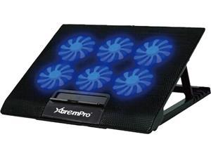 XtremPro Portable Metal Mesh Laptop Cooler Cooling Pad, 6 Quiet Fans w/ Blue LED Light, 6 Adjustable Levels, Up to 17" Notebook, 2 USB Interface w/ Speed Control Switch, Non-slip - Black (11149)