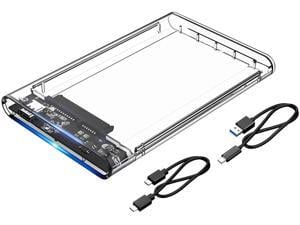 2.5inch USB3.0/Type-C SATA HD Box SSD External HDD Enclosure Transparent Case 