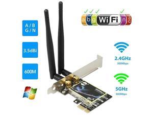 Vicabo SU-N600 802.11N PCI Express WiFi Adapter with 2x 3.5dBi External Antennas, Dual Band 2.4GHz/5GHz 600Mbps PCI-E Wireless Network Card for PC Desktop Computer, Supports Windows 10/8.1/8/7/XP Vicabo SU-N600 802.11N PCI Express WiFi Adapter with 2x 3.5dBi External Antennas, Dual Band 2.4GHz/5GHz 600Mbps PCI-E Wireless Network Card for PC Desktop Computer, Supports Windows 10/8.1/8/7/XP