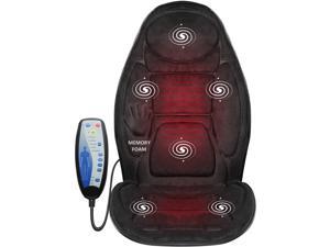 Snailax Memory Foam Massage Seat Cushion - Back Massager with Heat, 6 Vibration Massage Nodes & 3 Heating Pad, Massage Chair Pad for Home Office Chair or Car Seat